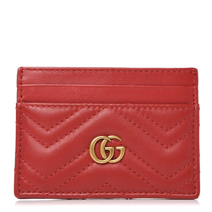 Gucci Calfskin Matelasse GG Marmont Card Holder Hibiscus Red 1 of 6