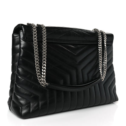 Saint Laurent Calfskin Y Quilted Monogram Large Loulou Chain Satchel Black 3 of 9
