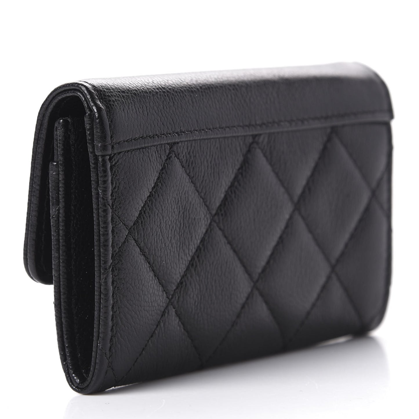 Caviar Quilted CC Box Flap Card Holder Black