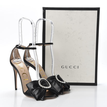 Gucci Nappa Ilse Pleated Bow Sandals 38 Black 10 of 10