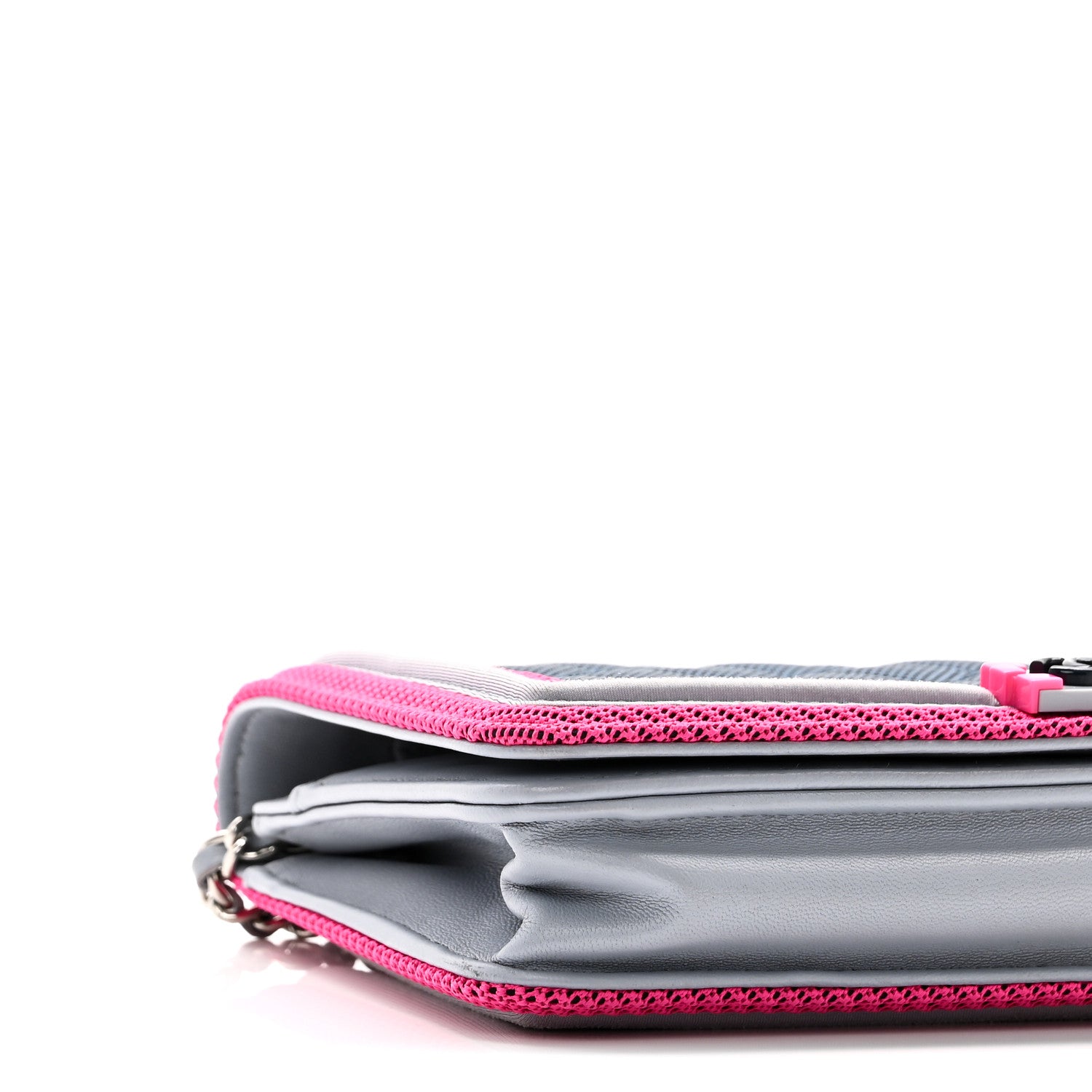 Chanel Canvas Quilted Fluo Boy Wallet On Chain WOC Dark Navy Fuchsia Grey 10 of 11