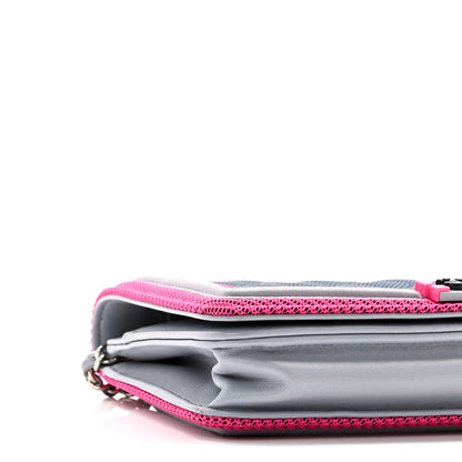 Chanel Canvas Quilted Fluo Boy Wallet On Chain WOC Dark Navy Fuchsia Grey 10 of 11