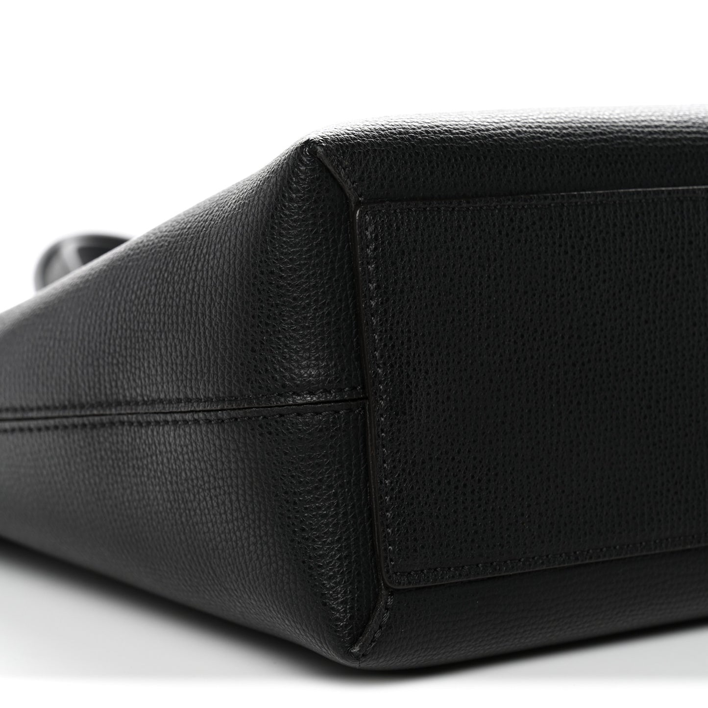 Grainy Calfskin Haymarket Check Small Reversible Tote Black