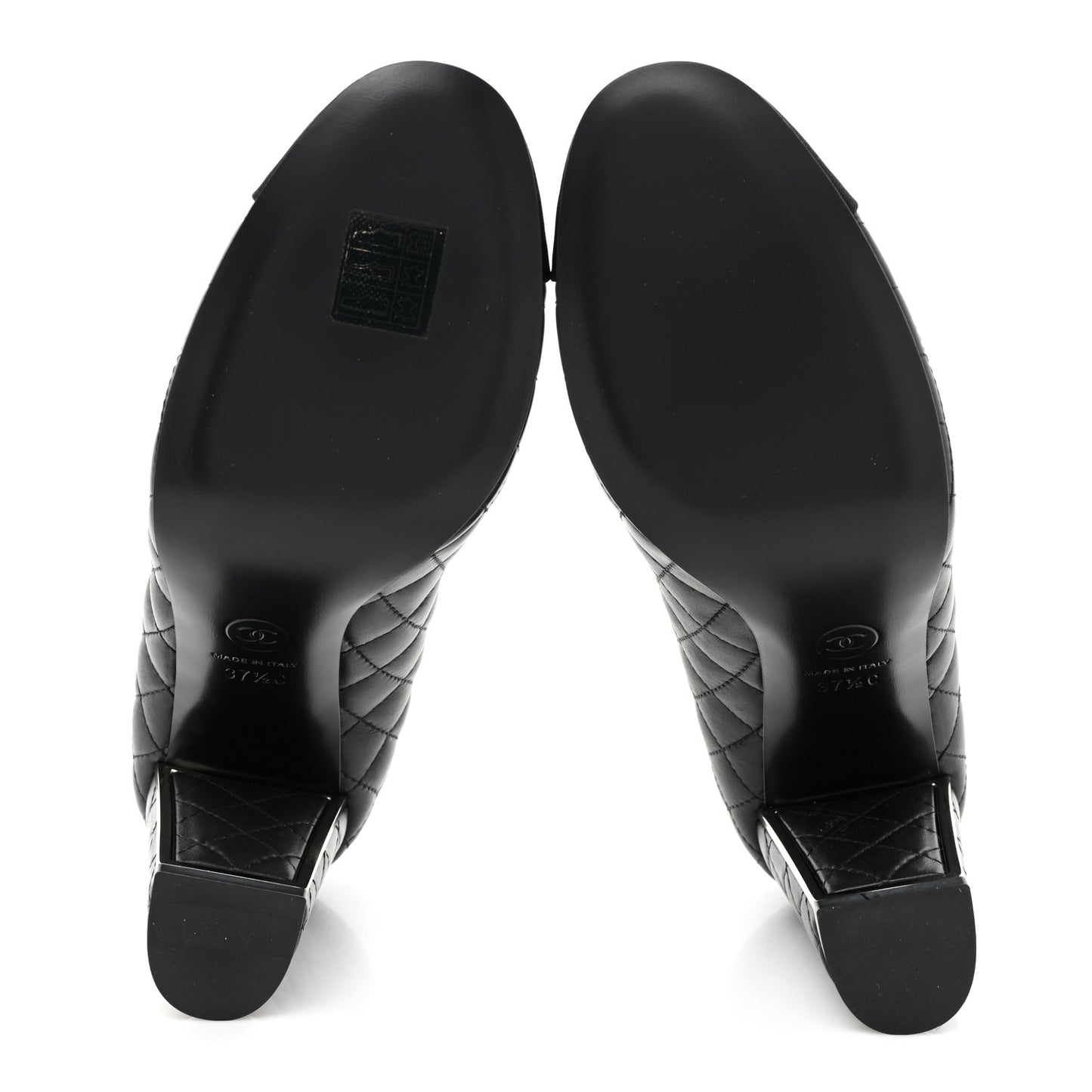 Lambskin Grosgrain Quilted Cap Toe CC Pumps 37.5 Black