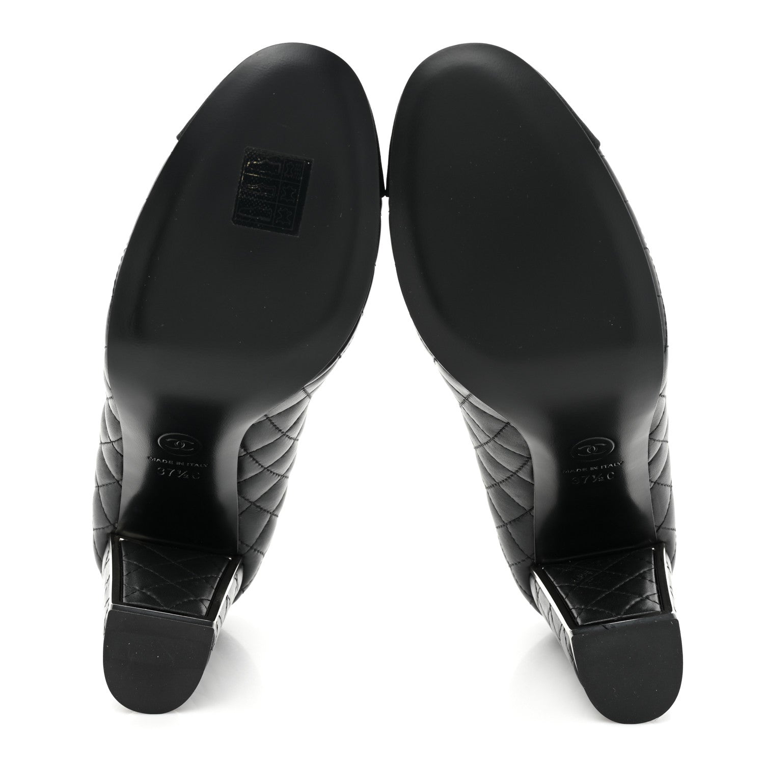 Chanel Lambskin Grosgrain Quilted Cap Toe CC Pumps 37.5 Black 5 of 11