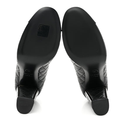 Chanel Lambskin Grosgrain Quilted Cap Toe CC Pumps 37.5 Black 5 of 11