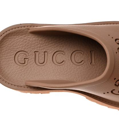 Gucci Rubber GG Monogram Perforated Elea Platform 55mm Lug Sole Sandals 38 Vintage Camel 7 of 9