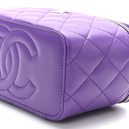 Chanel Lambskin Quilted Small Top Handle Vanity Case With Chain Purple 10 of 11