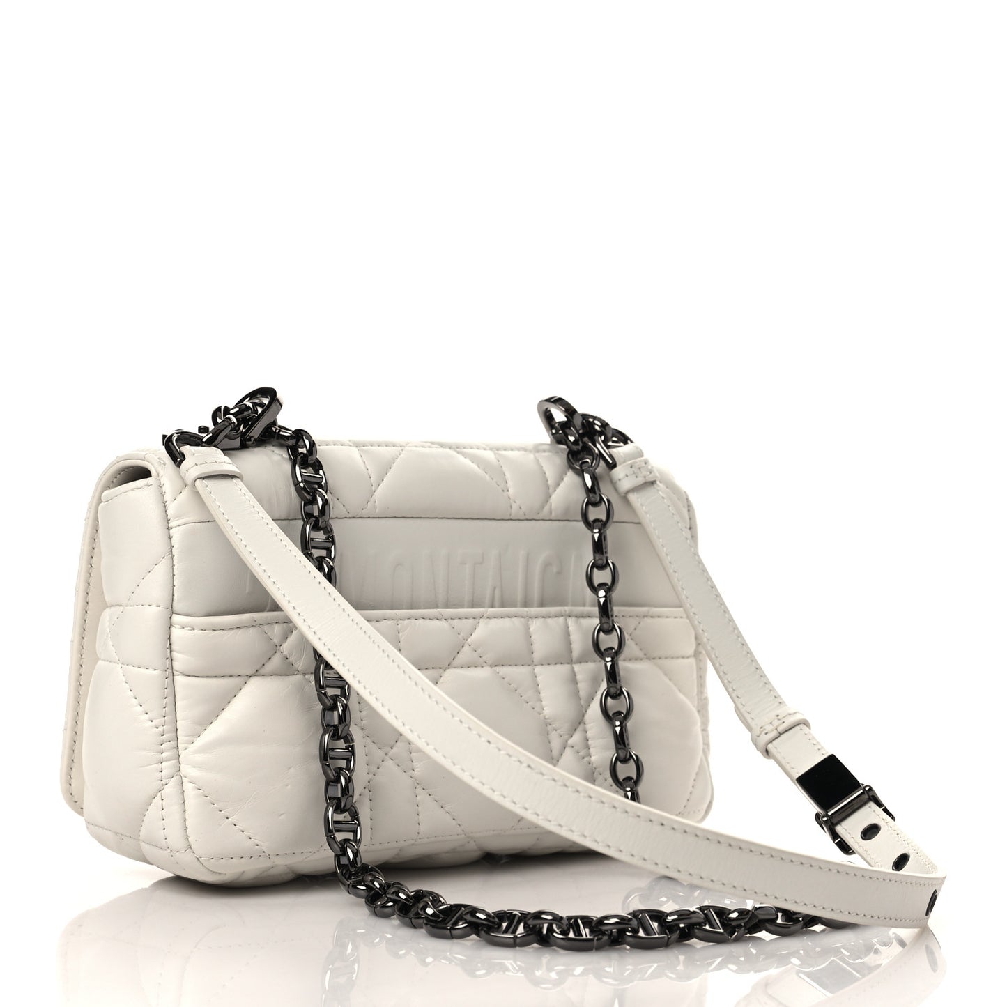 Lambskin Macrocannage Small Dior Caro Bag Ivory