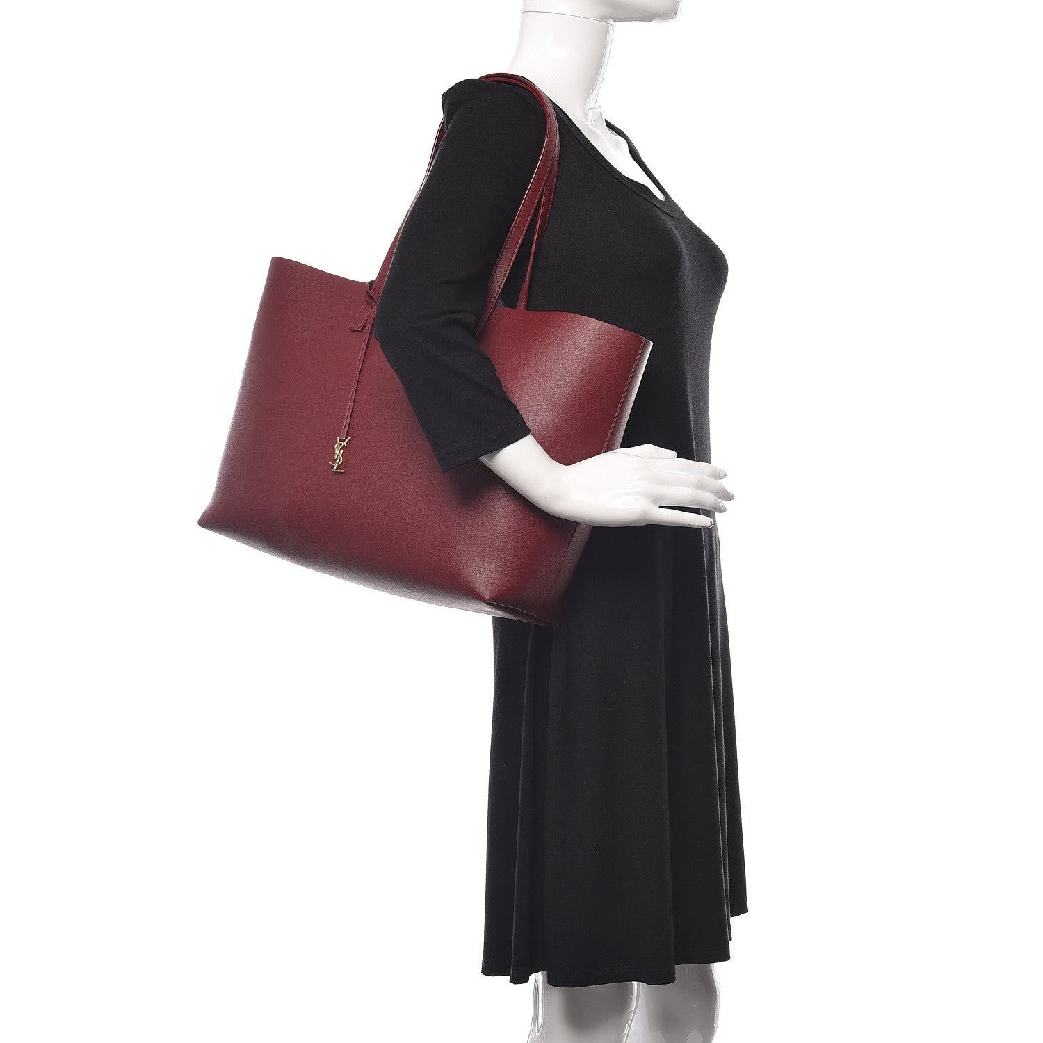 Saint Laurent Calfskin Large Shopping Tote Deep Carmin 2 of 16