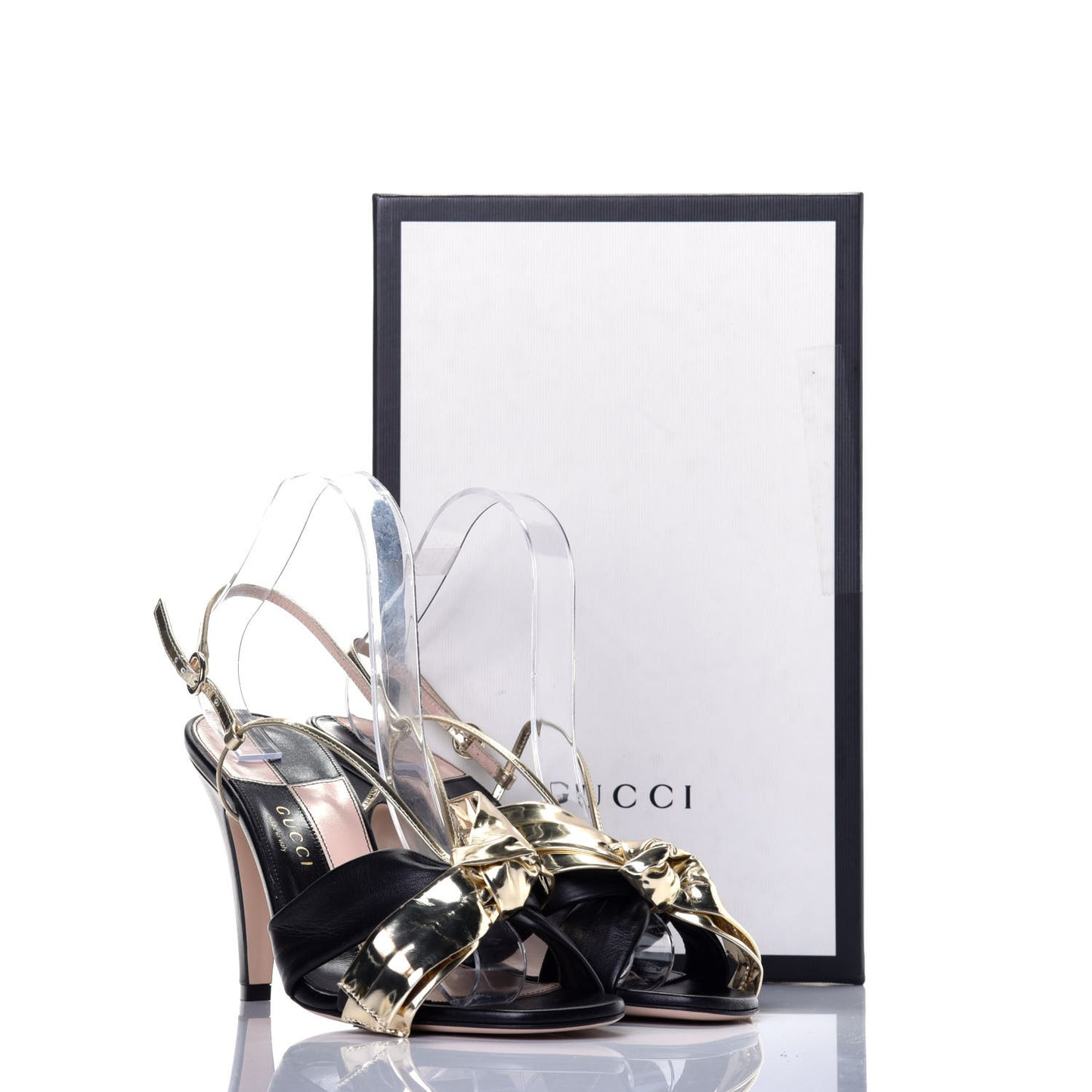 Nappa Metallic Bow Daphne High Heel Sandals 39 Black Platino