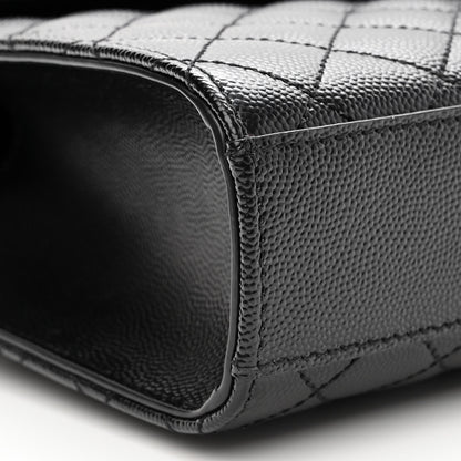 Saint Laurent Grain De Poudre Textured Mixed Matelasse Triquilt Medium Monogram Monochrome Satchel Black 7 of 8