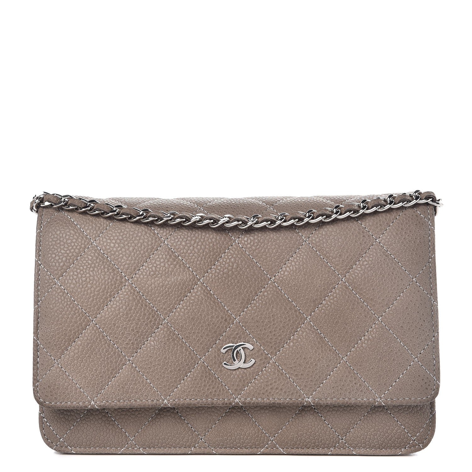Chanel Iridescent Caviar Quilted Wallet On Chain WOC Gray 1 of 14