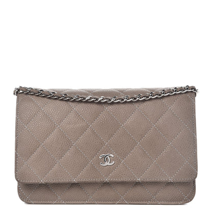 Chanel Iridescent Caviar Quilted Wallet On Chain WOC Gray 1 of 14