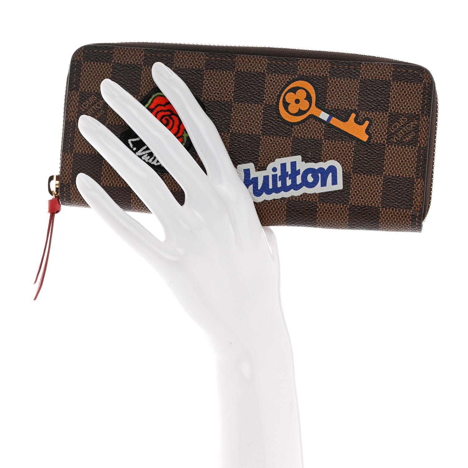 Louis Vuitton Damier Ebene Patches Clemence Wallet 2 of 7