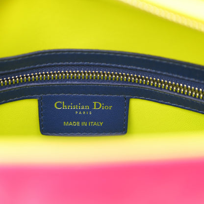 Christian Dior Lambskin Cannage Large Tri-Color Lady Dior Pink Blue Yellow 6 of 10