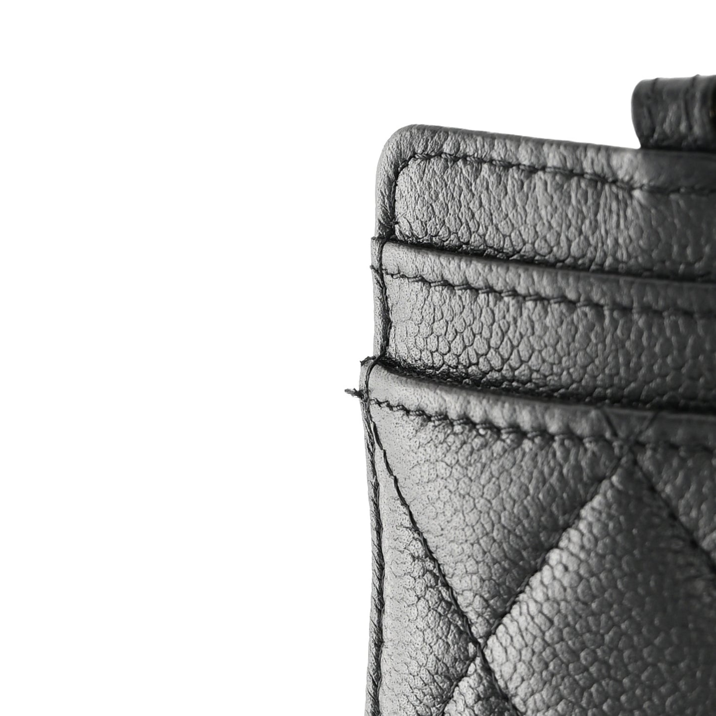 Caviar Quilted Tiny CC Card Holder On Chain Black