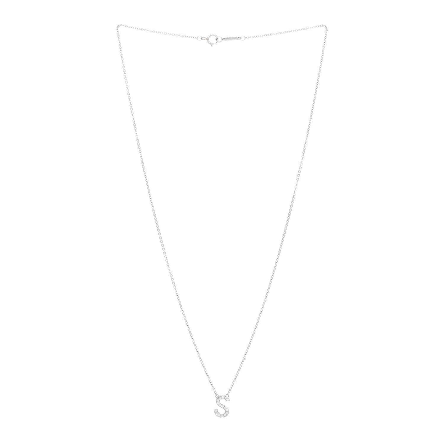 Tiffany Platinum Diamond Letter S Pendant Necklace 3 of 4