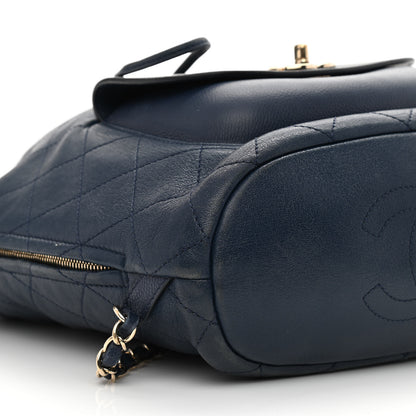 Chanel Sheepskin Caviar Quilted Daily Round Backpack Blue 9 of 10