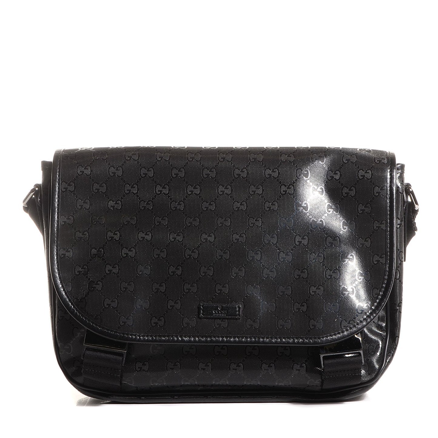 Imprime Monogram Medium Double Buckle Flap Messenger Bag Black