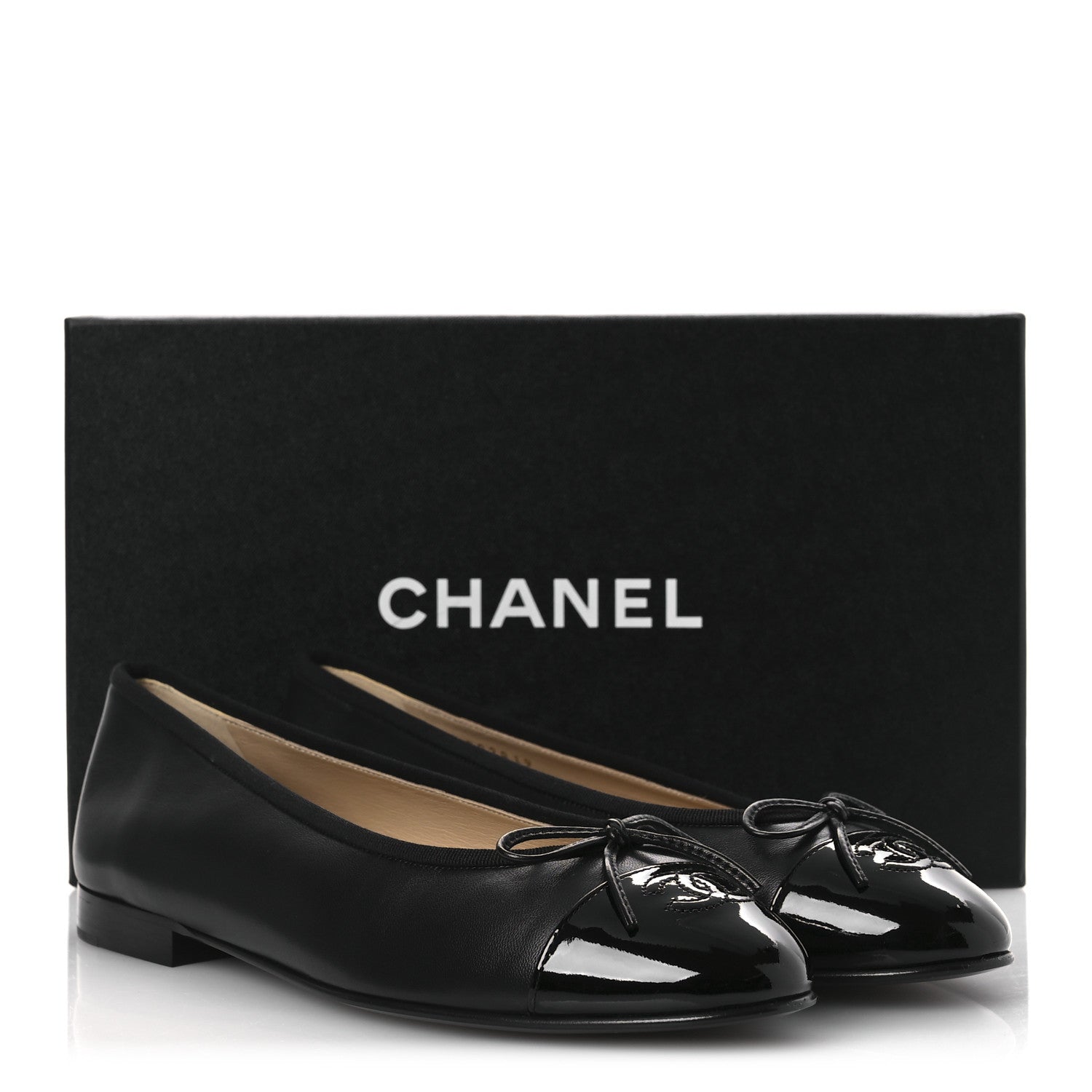 Chanel Lambskin Patent Cap Toe Ballerina Flats 40.5 Black 11 of 11