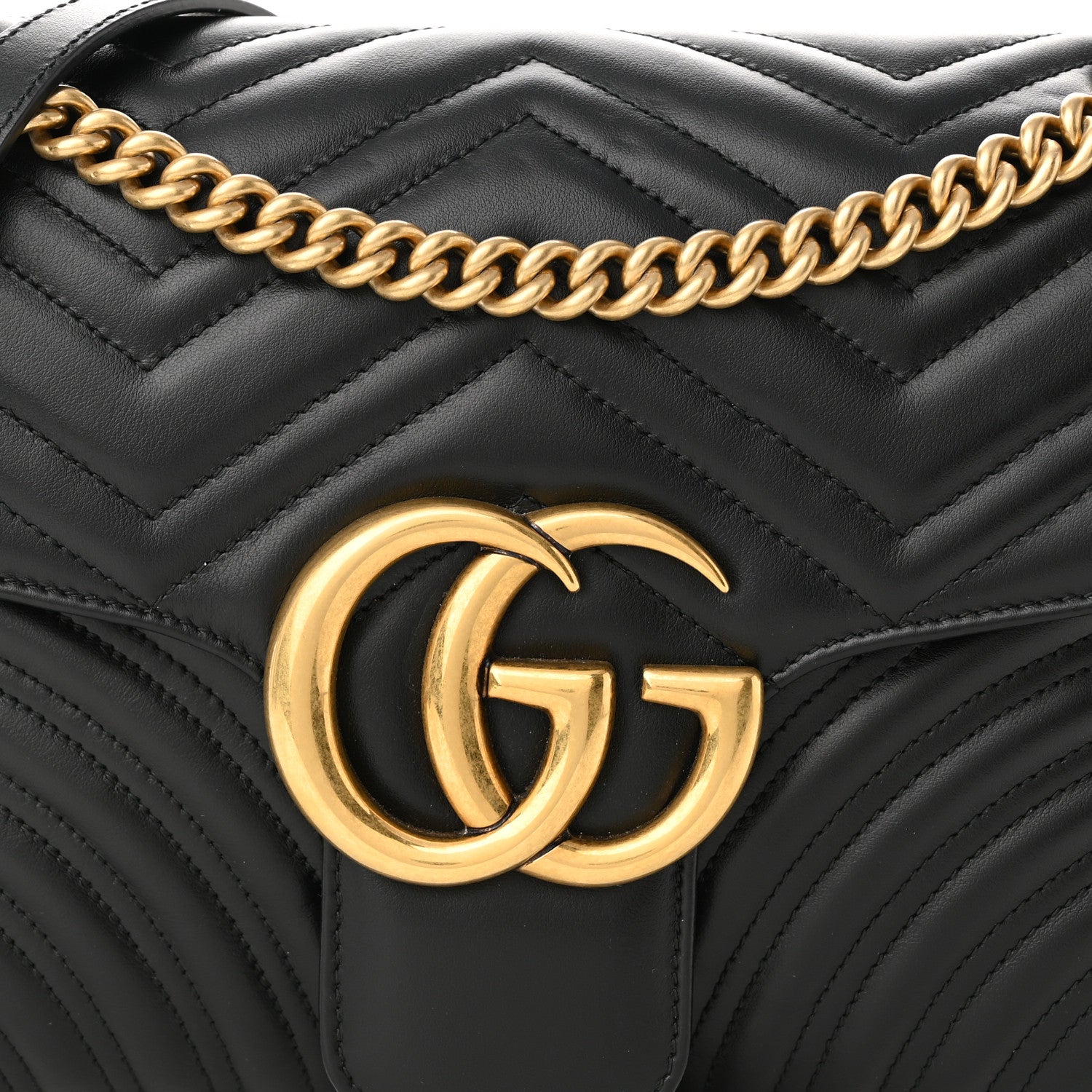 Gucci Calfskin Matelasse Medium GG Marmont Shoulder Bag Black 7 of 11