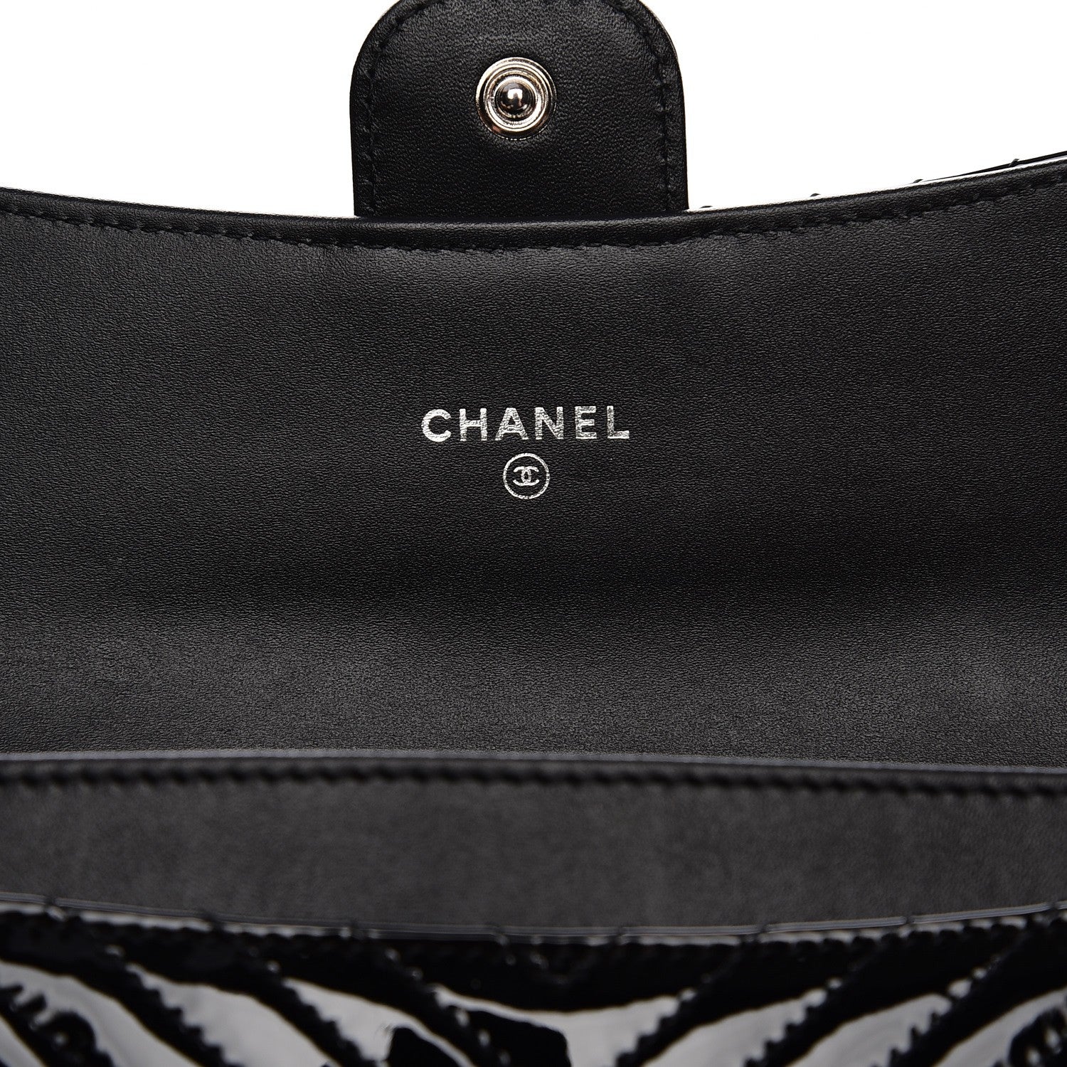 Chanel Patent Chevron Quilted Small Flap Wallet Black 6 of 9