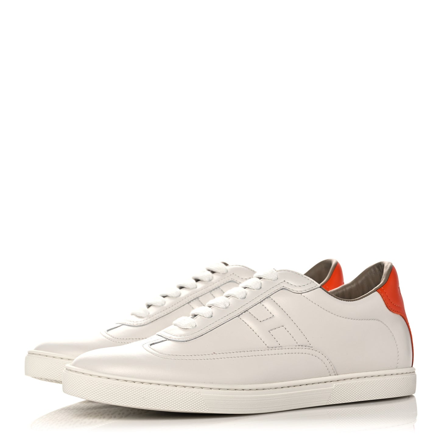 Calfskin Mens Quicker Sneakers 38 White Orange