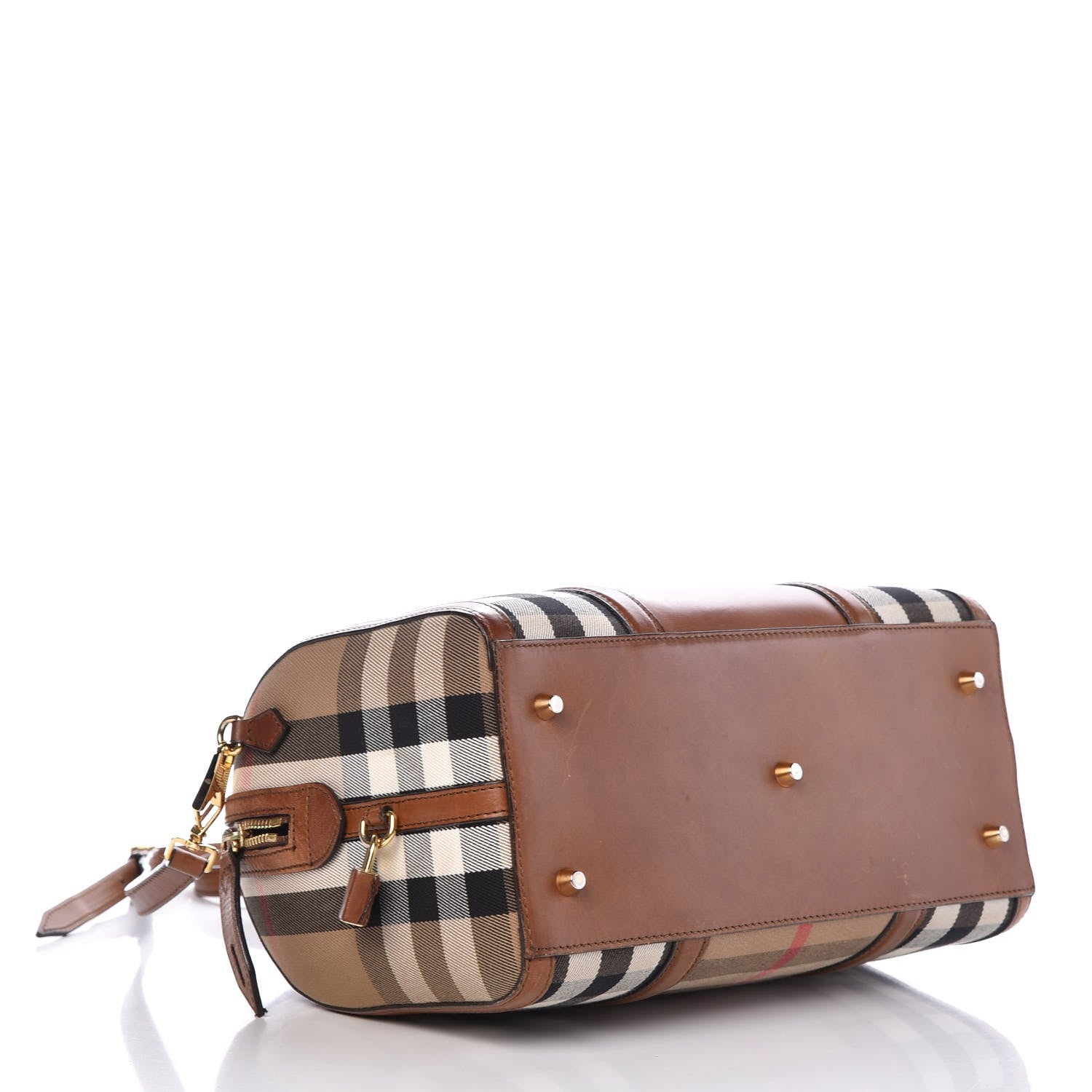 Burberry House Check Medium Alchester Bowling Bag Tan 5 of 20