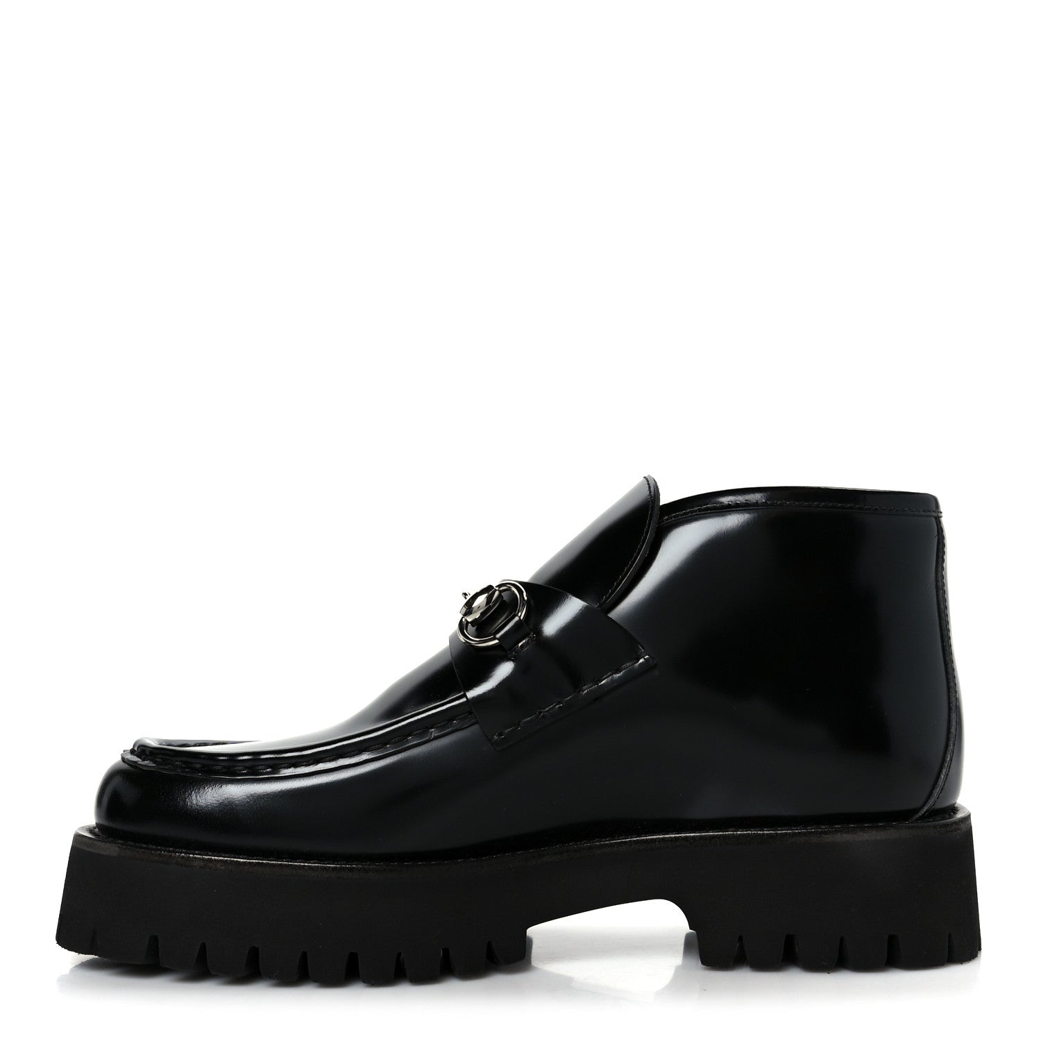 Gucci Cordovan Lux Womens Horsebit Platform Ankle Boots 39 Black 1 of 10