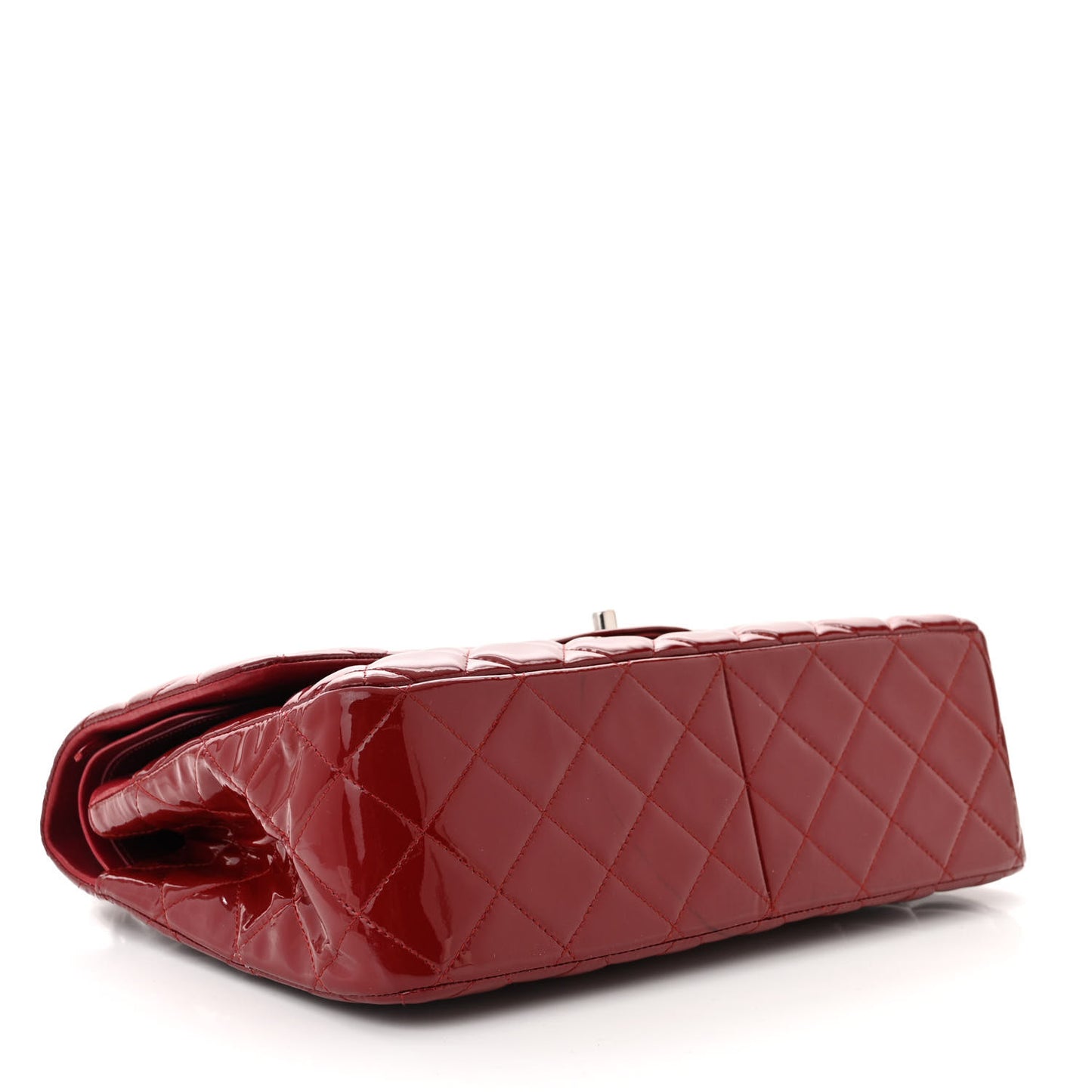 Patent Calfskin Quilted Jumbo Double Flap Red