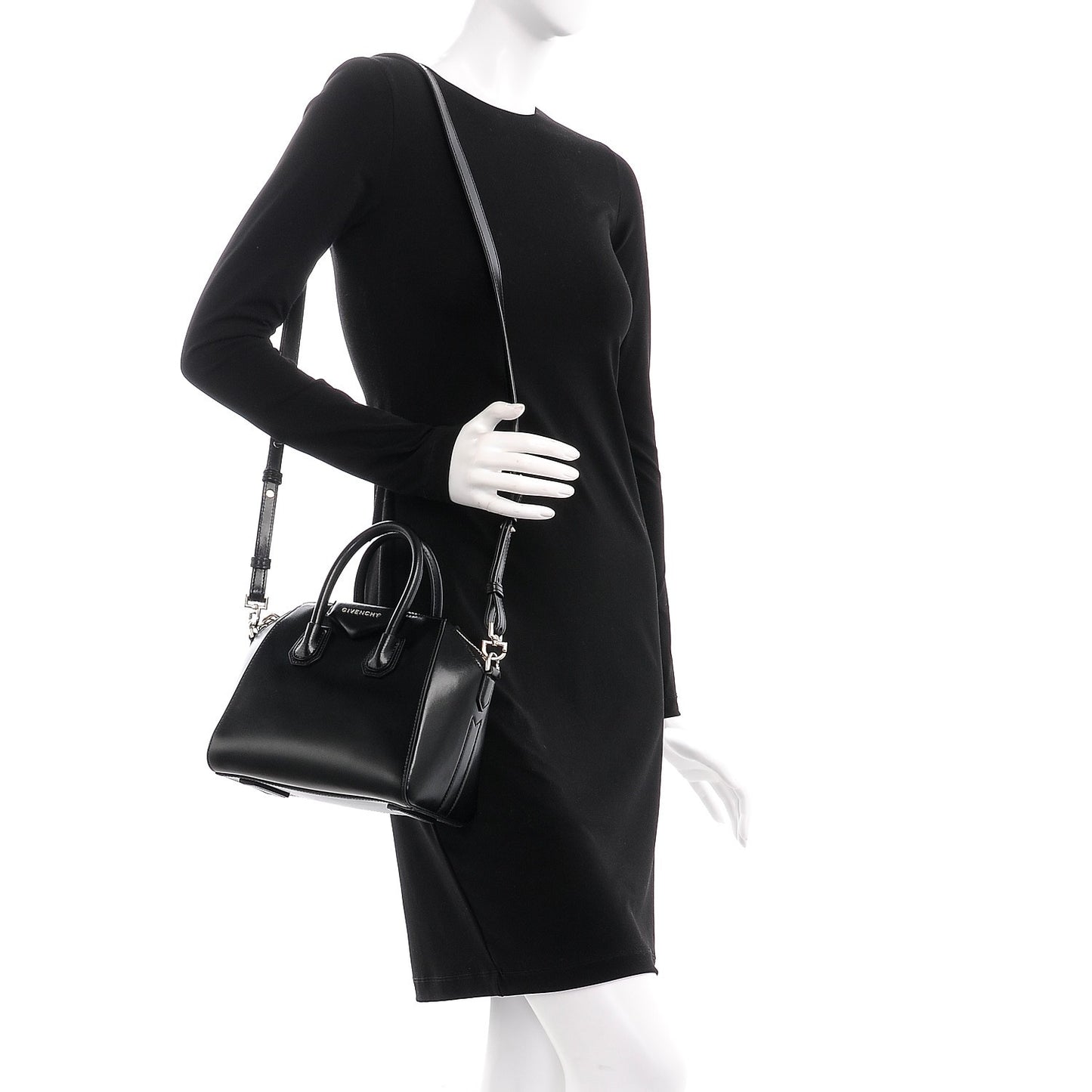 Shiny Lord Calfskin Mini Antigona Black