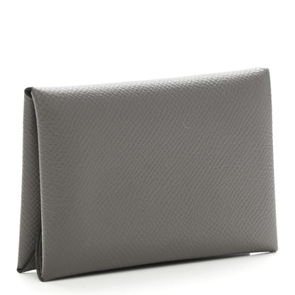 Hermes Epsom Calvi Duo Card Case Gris Meyer 3 of 6