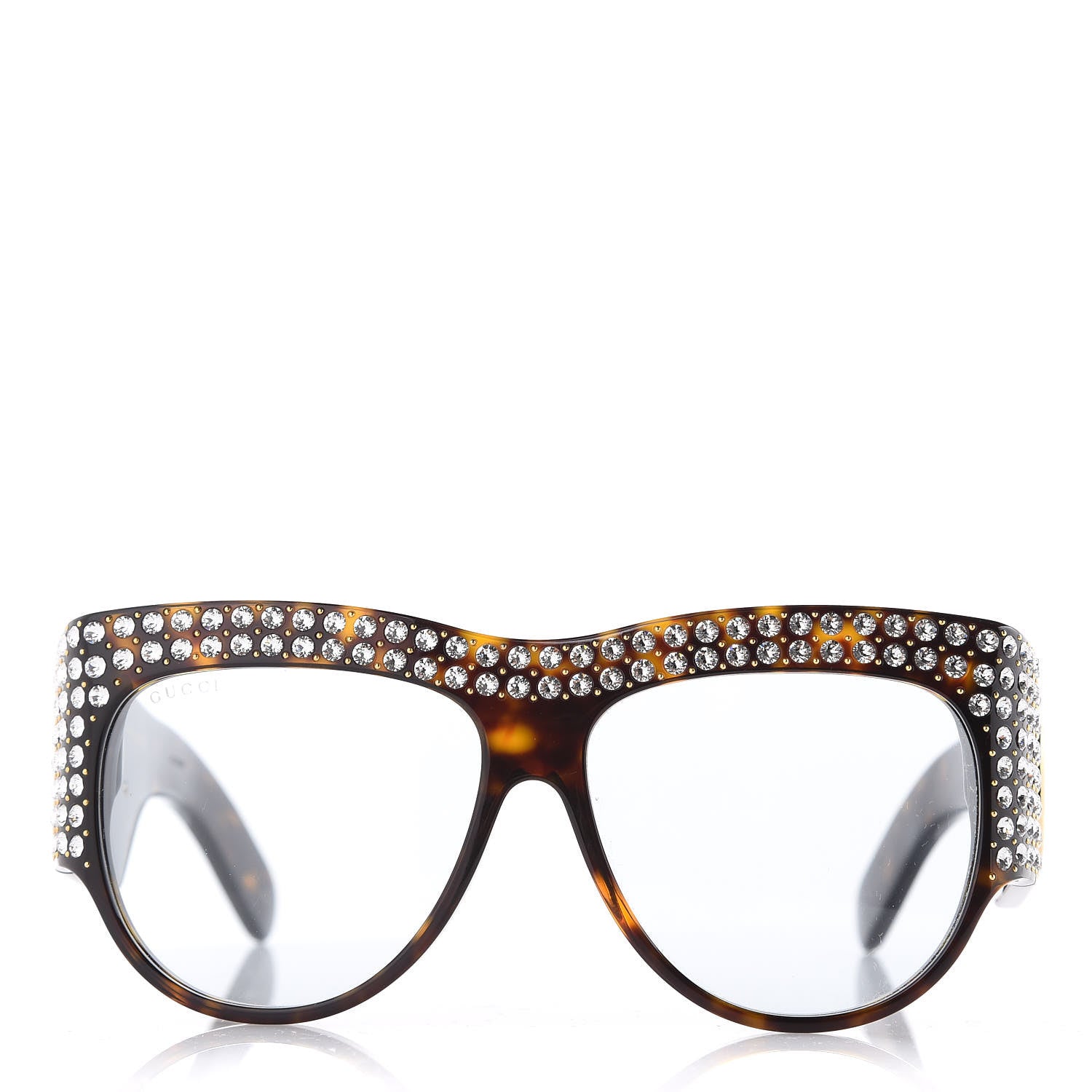 Gucci Acetate Crystal Oversize Hollywood Forever Sunglasses GG0144S Tortoiseshell 3 of 7