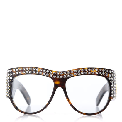 Gucci Acetate Crystal Oversize Hollywood Forever Sunglasses GG0144S Tortoiseshell 3 of 7