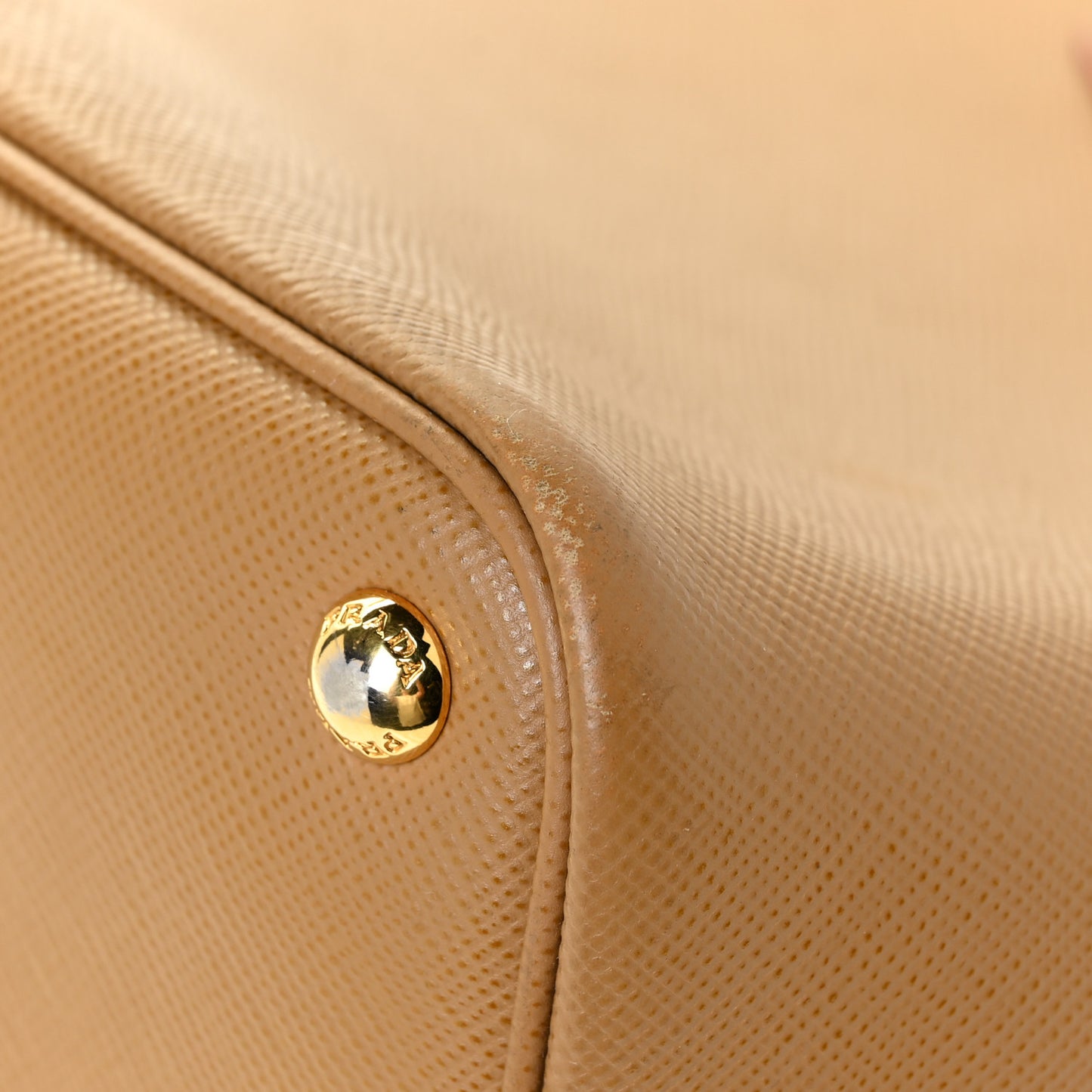 Saffiano Cuir Medium Double Bag Caramel Fuoco