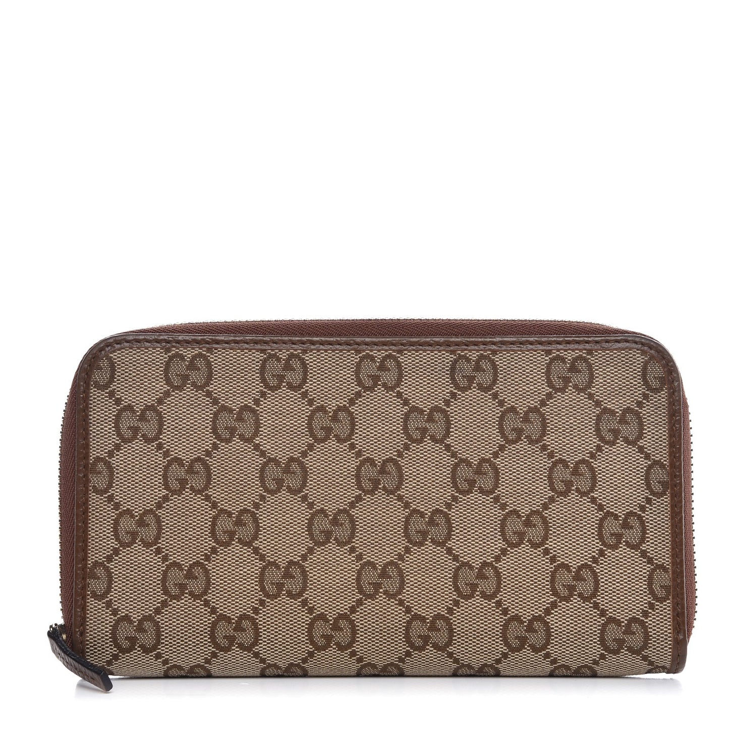 Monogram Dollar Calfskin Zip Around Wallet Beige Ebony Tabacco