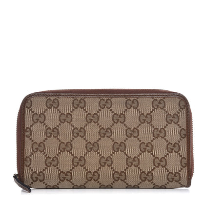 Gucci Monogram Dollar Calfskin Zip Around Wallet Beige Ebony Tabacco 1 of 7