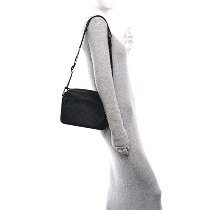 Louis Vuitton Calfskin Monogram Shadow Trio Messenger Black 2 of 10