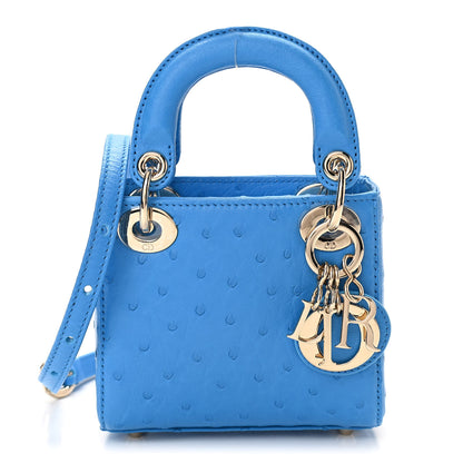 Christian Dior Ostrich Micro Lady Dior Blue 1 of 9