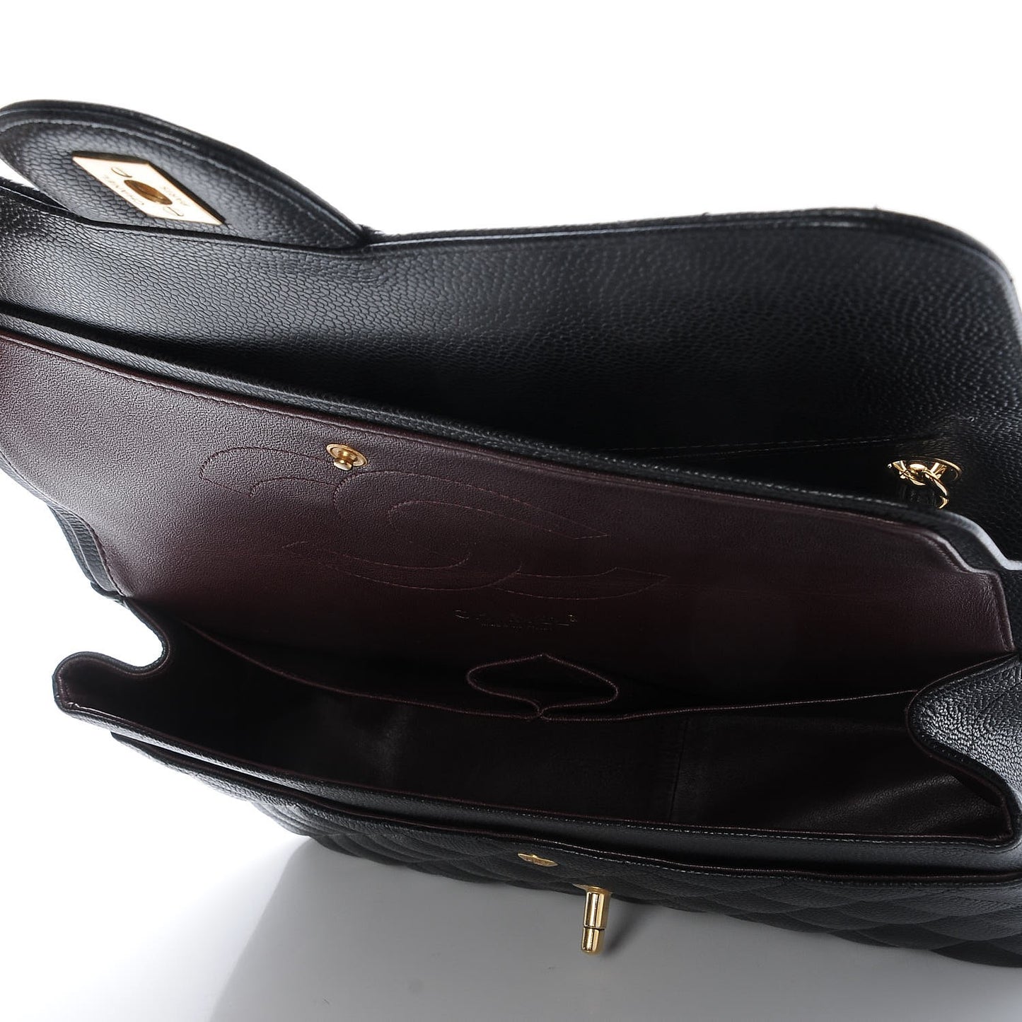 Caviar Quilted Jumbo Double Flap Black