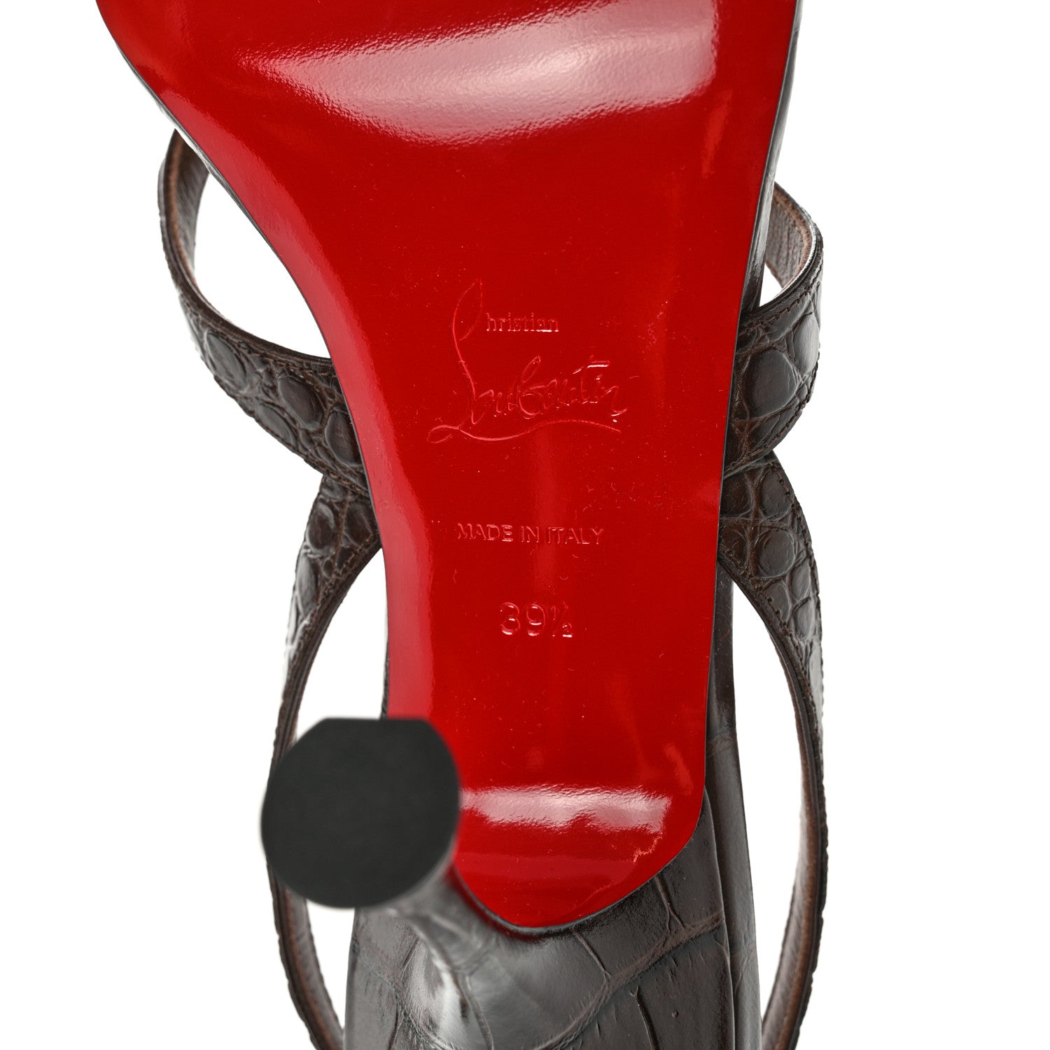 Christian Louboutin Calfskin Crocodile Embossed Taralita 85 Thong Sandals 39.5 Brown 6 of 9