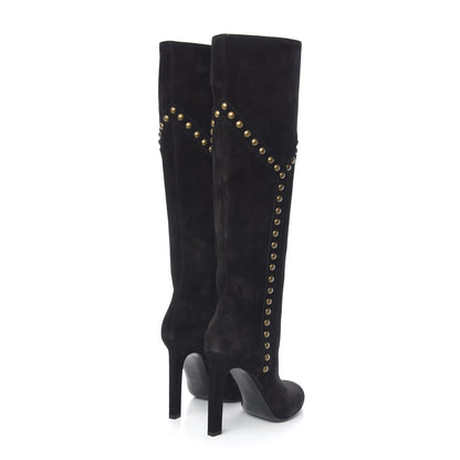 Saint Laurent Suede Otterproof Light Studded Grace 105 Boots 39 Black 4 of 8