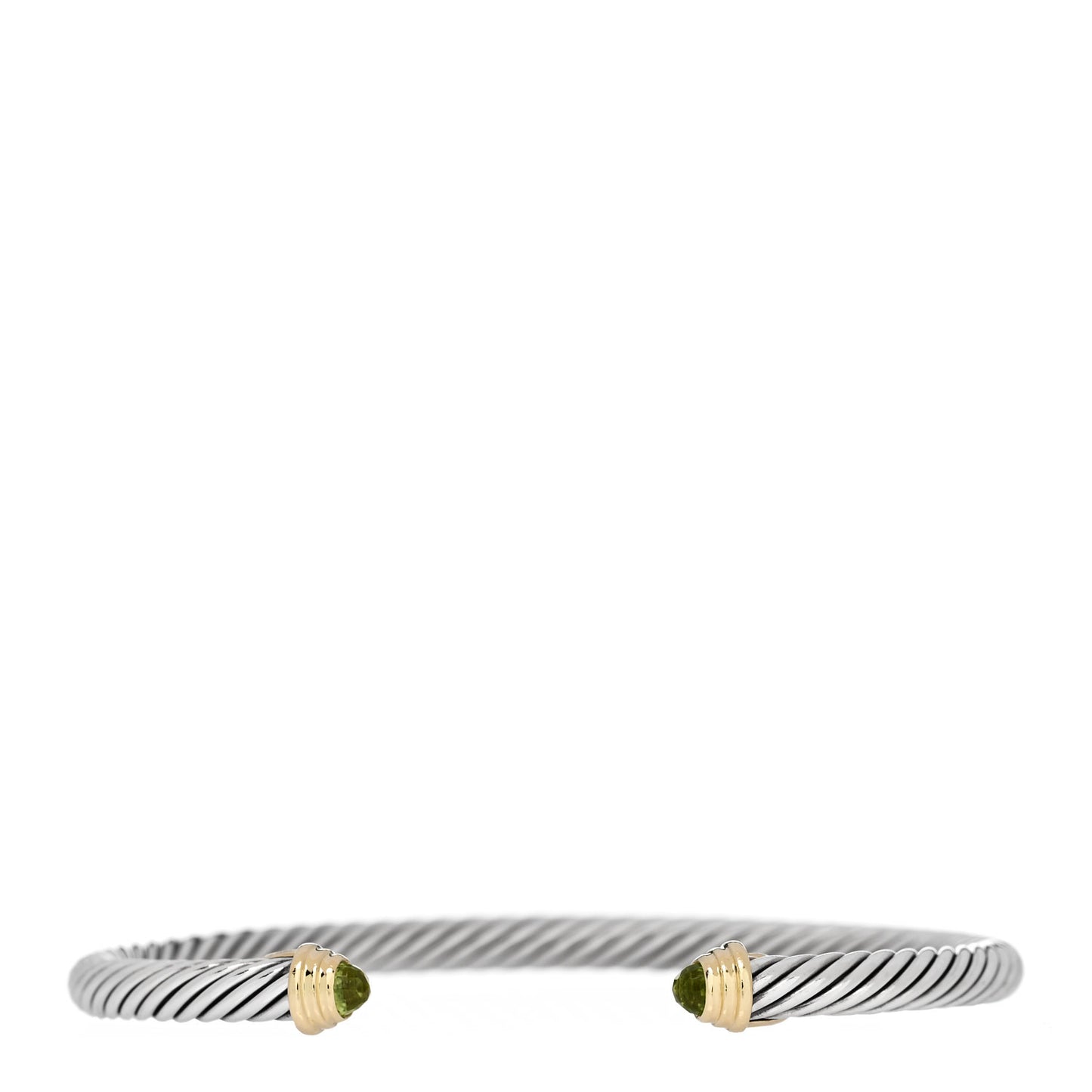 Sterling Silver 18K Yellow Gold Peridot 4mm Cable Kids Birthstone Bracelet