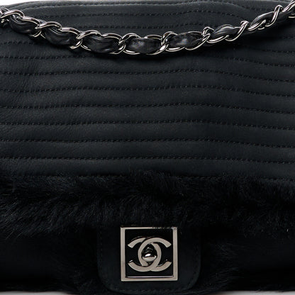 Chanel Suede Fur Quilted Flap Black 9 of 11