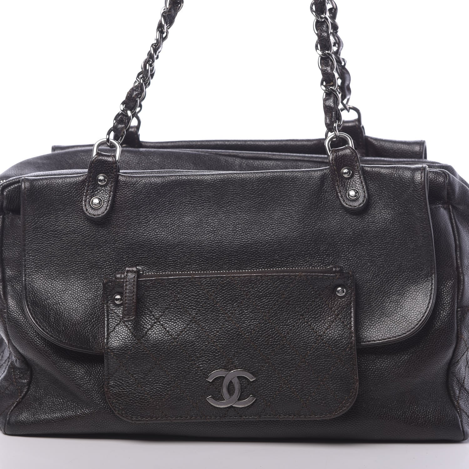 Chanel Glazed Caviar Pocket In The City Tote Brown 8 of 10