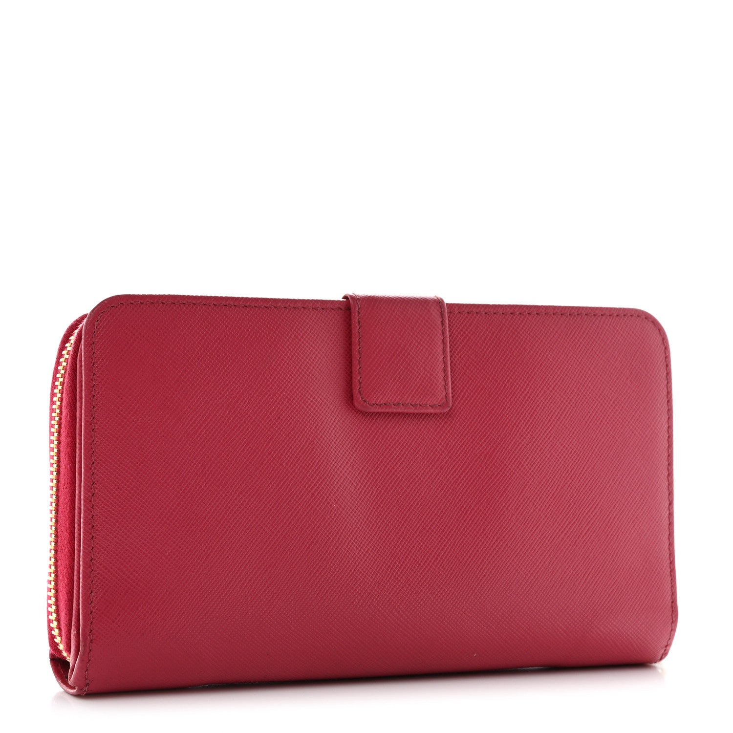 Prada Saffiano Metal Zip Around Organizer Wallet Peonia 3 of 12