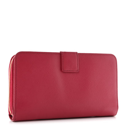 Prada Saffiano Metal Zip Around Organizer Wallet Peonia 3 of 12