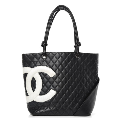 Chanel Calfskin Quilted Large Cambon Tote Black White 1 of 21