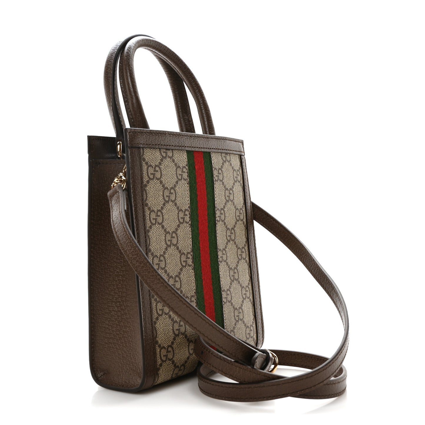 GG Supreme Monogram Textured Dollar Calfskin Web Super Mini Ophidia Mini Tote Bag Beige Ebony New Acero